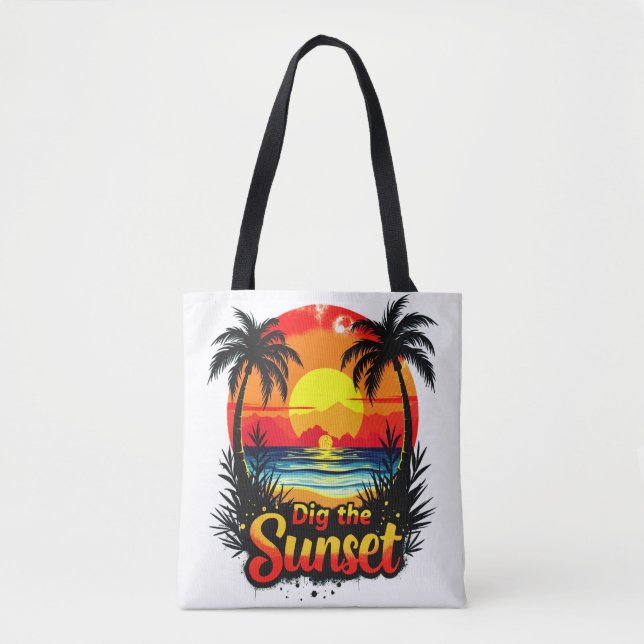 Tauchen Sie ein in den Sunset Volleyball Tee - Per Tasche (Vorderseite)