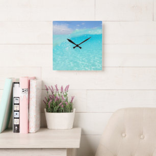 Tauchen Sie ein in die Karibik Meer Bliss 2 Quadratische Wanduhr
