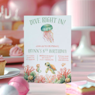 Tauchen Sie ein, unter dem Meer, Pastel Geburtstag Einladung