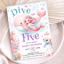 Tauchen Sie in fünf ein! Girl Pink Mermaid 5. Gebu