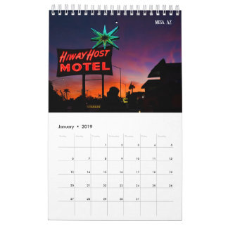 Tauchen Sie in Kalender 2019 der Vintagen Zeichen