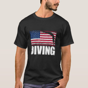 Tauchen Sport Retro American Flag USA Tauchen T-Shirt