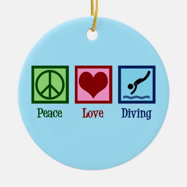 Tauchen Team Peace Liebe Tauchen Keramik Ornament (Vorne)