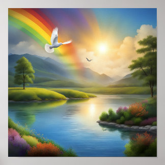 Tauchen über eine ruhige Landschaft Poster