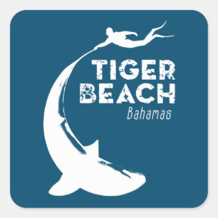 Tauchen von Haifischen am Tiger Beach Quadratischer Aufkleber