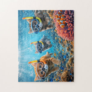 Tauchende Katzen/lustige Katzen Puzzle/ Geschenk