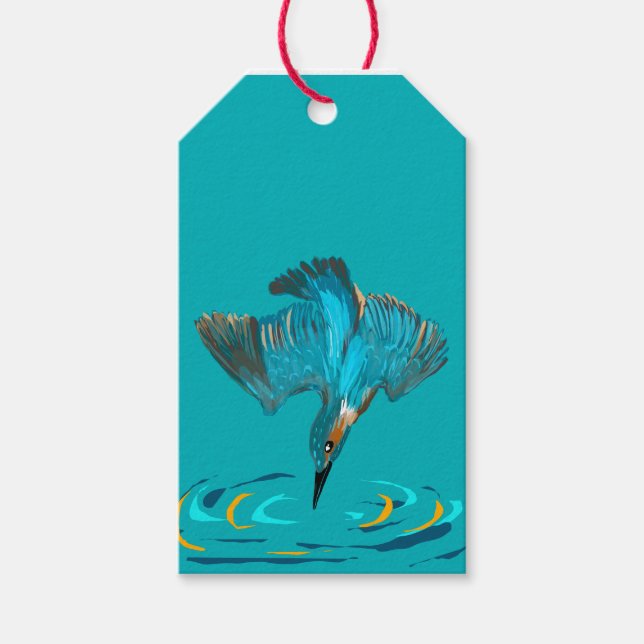 Tauchender Eisvogel Geschenkanhänger (Vorderseite)