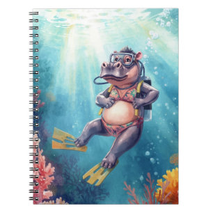 Tauchender Flusspferd unter Wasser Notizblock