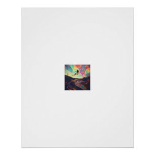 Tauchender schwebt unter Regenbogenhimmel Poster