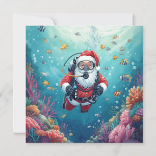 Tauchender Weihnachtsmann Unterwasser-Weihnachten Feiertagskarte