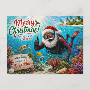 Tauchender Weihnachtsmann Unterwasser-Weihnachten Feiertagspostkarte