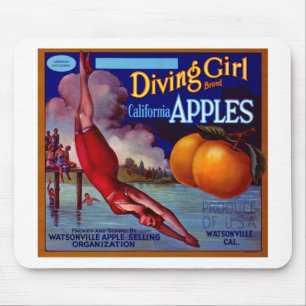 Tauchendes Mädchen Kalifornische Äpfel Mousepad