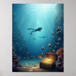 Taucher findet einen Schatz Poster