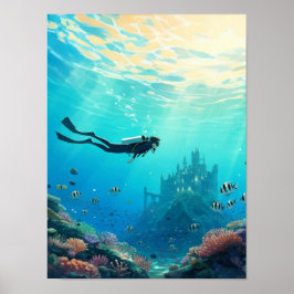 Taucher findet Schloss Poster