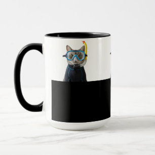Taucher Katze,Taucheranzug und Schnorchel Tasse
