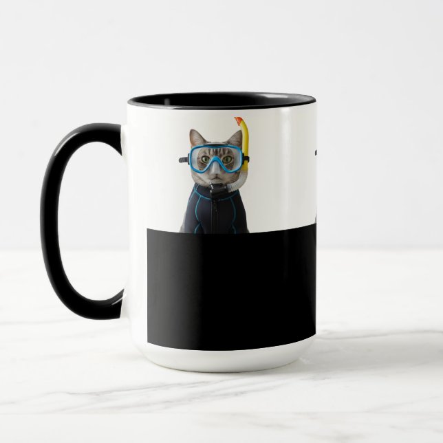 Taucher Katze,Taucheranzug und Schnorchel Tasse (Links)