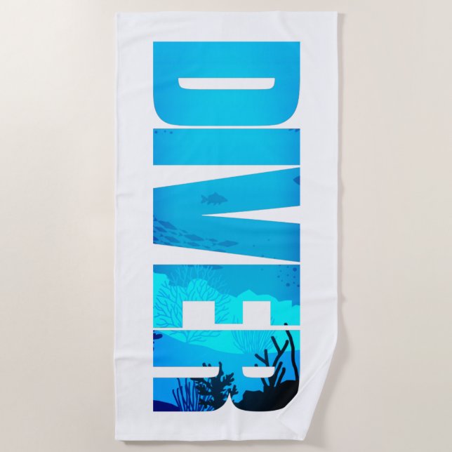 Taucher: Lover Typografy Strandtuch (Vorderseite)