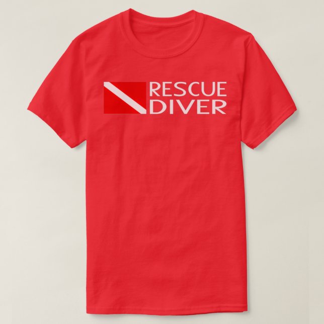Taucher mit Taucherflagge Rettungstaucher T-Shirt (Design vorne)