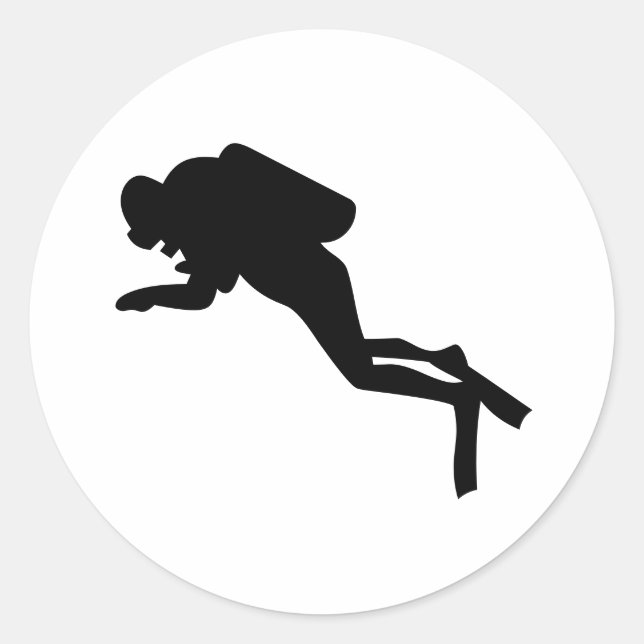 Taucher-Silhouette - Rundaufkleber Runder Aufkleber (Vorderseite)