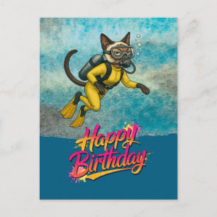 Taucher tauchende Katze herzlichen Glückwunsch Postkarte