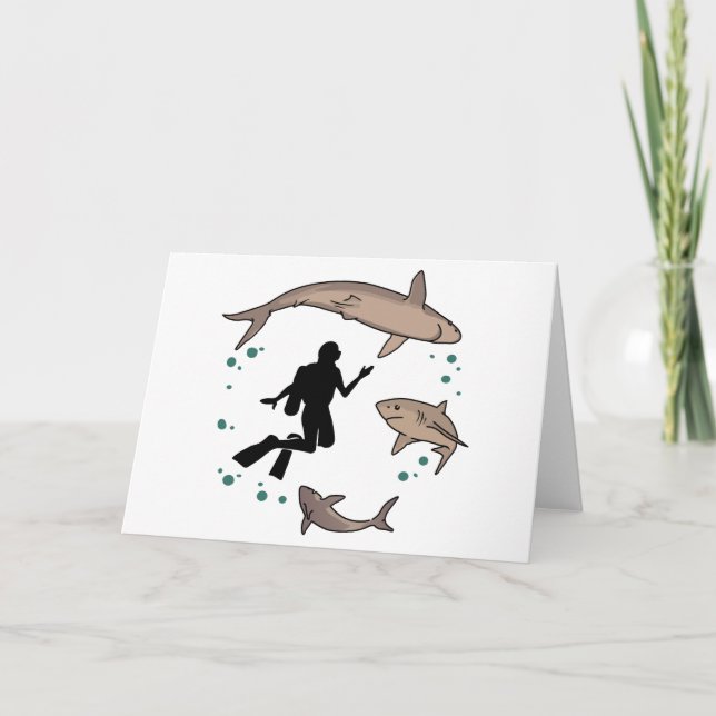 Taucher und Haie Karte (Vorderseite)