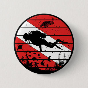 Taucherflagge für Unterwasserwelt Button