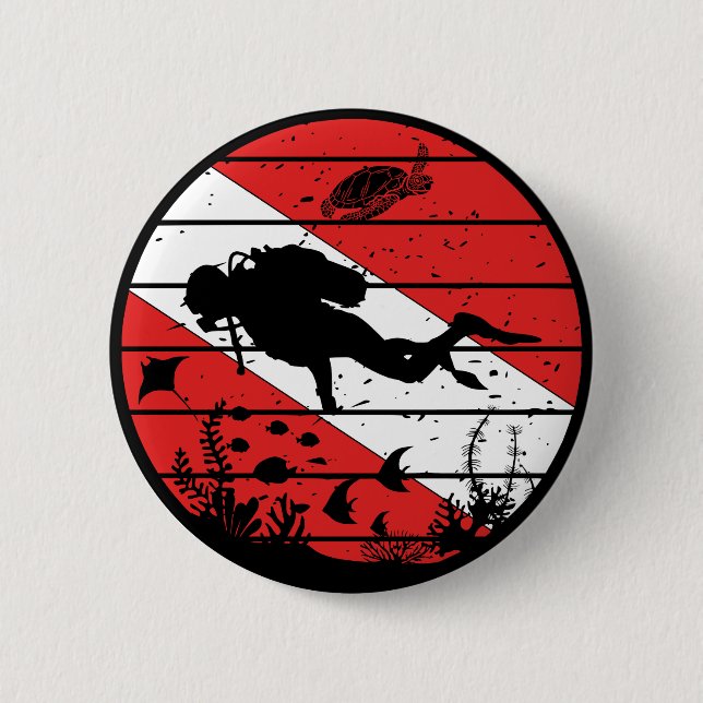 Taucherflagge für Unterwasserwelt Button (Vorderseite)