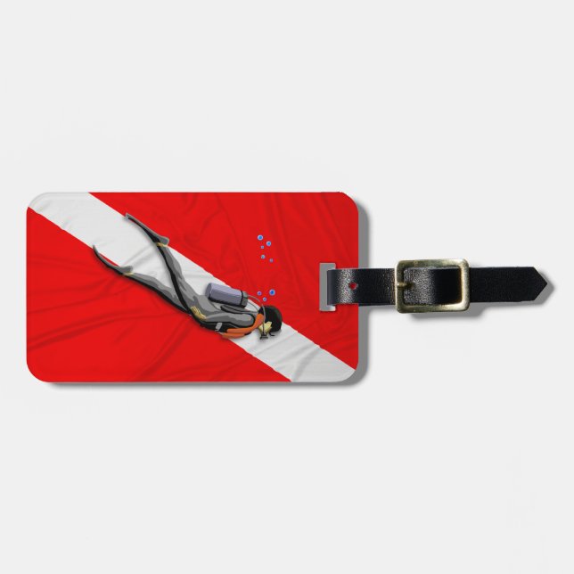 Taucherflagge Gepäckanhänger (Vorderseite horizontal)