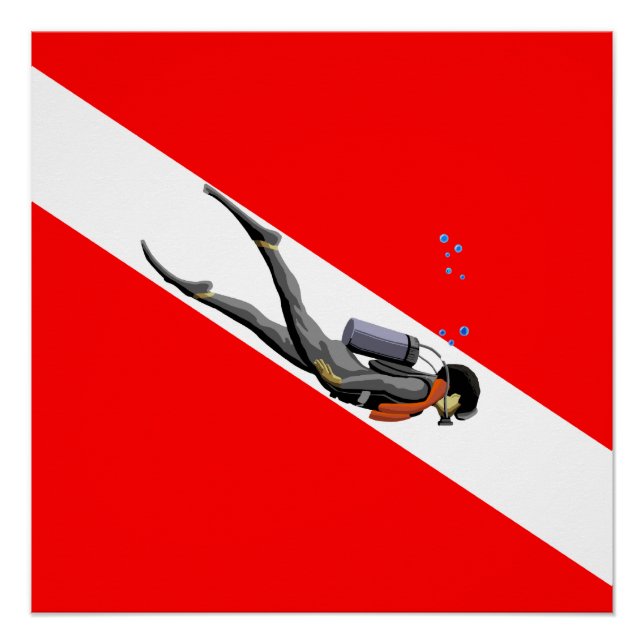 Taucherflagge Poster (Vorderseite)