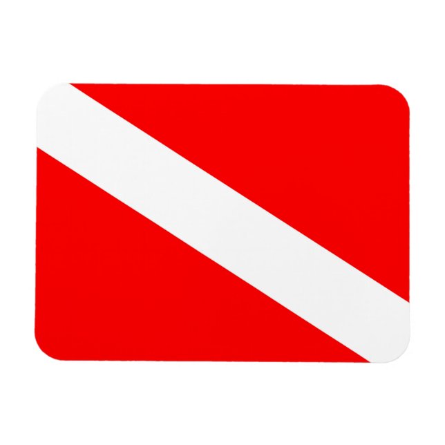Taucherflagge rotes diagonales Tauchsymbol Magnet (Horizontal)