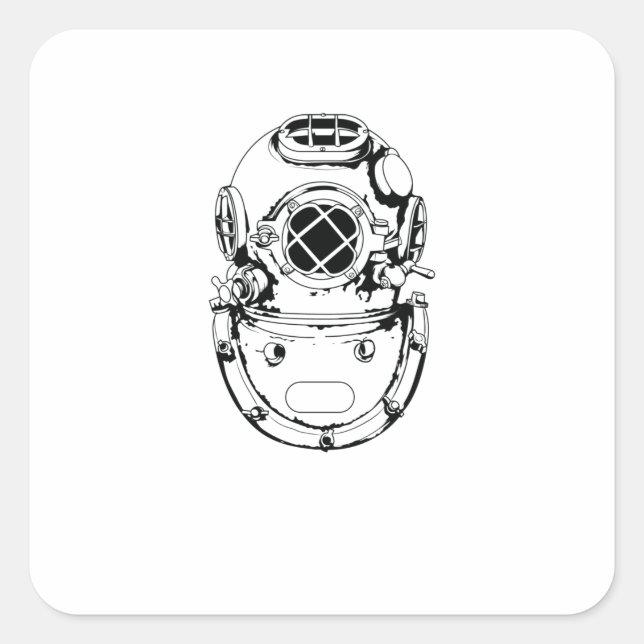 Taucherhelm für die Tiefsee Quadratischer Aufkleber (Vorderseite)