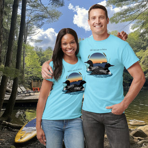 Tauchervogel-Paar Sonnenuntergang Blauer See Wildl T-Shirt