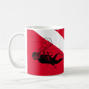 Tauchflagge mit Retro-Taucher-Illustration Kaffeetasse