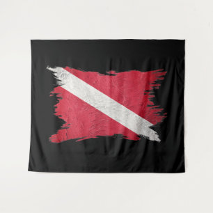 Tauchflagge, Pinselstrich, Taucher unten, Tauchfla Wandteppich