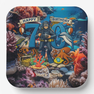 Tauchgang 70. Geburtstag Pappteller