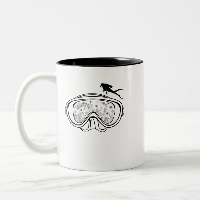 Tauchgoogles in Schwarz Zweifarbige Tasse (Links)