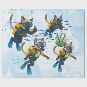 Tauchkatzen tauchen unter Wasser Geschenkpapier