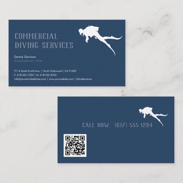 Tauchlehrer | Frogman | Scuba Business Card Visitenkarte (Vorne/Hinten)