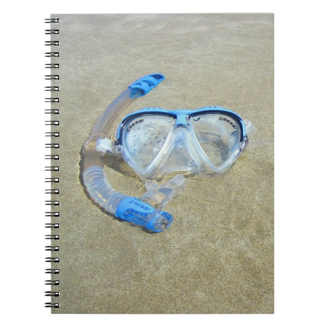 Tauchmaske im SandNotebook Notizblock (Vorderseite)