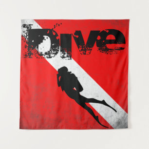 Tauchsport, American Diver Down Flag SCUBA Wandteppich