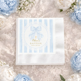 Tauf Blaues Schleifen Baby Junge Serviette