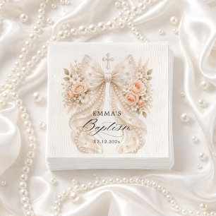 Tauf-Blumenband mit Perlen-Servietten Serviette