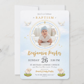 Tauf-Einladung für Baby Jungen mit Foto  Einladung