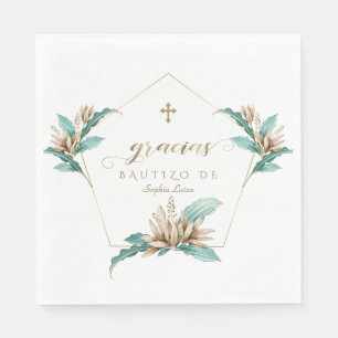 Tauf Einladung mit Gold-Elfenbein-Lilie Blumen Serviette