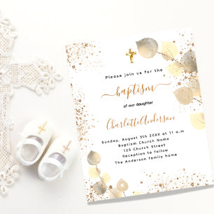 Tauf-Eukalyptus-Gold-Einladung Budget Flyer
