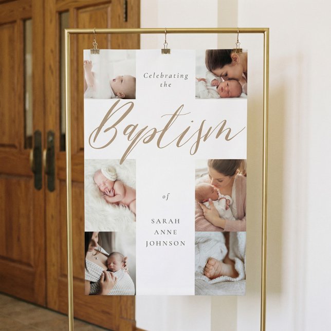 Tauf-Feier-Fotocollage-Party-Andenken  Banner (Baptism Celebration Photo Collage Party Keepsake Banner)