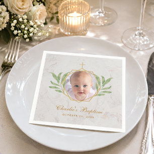 Tauf Foto Botanische Blätter Laub Gold Marmor Serviette
