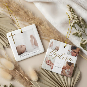 Tauf-Kalligrafie-Foto-Collage Baby-Andenken Keramikornament