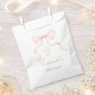 Tauf rosa Schleife Baby Mädchen Geschenktütchen