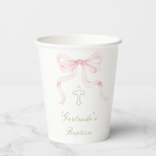 Tauf rosa Schleife Baby Mädchen Pappbecher